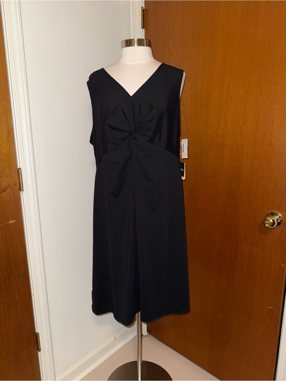 Eddie Bauer Black Knot-Front V-Neck Sleeveless Dress